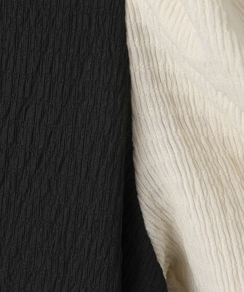 e/rm（イーアールエム）の「【e/rm】テクスチャーパフVネックドレス_5分袖（ワンピース・レディース・ブラック/ブラック系その他2/ブラウン/ダークネイビー/グレー・FREE）」の9枚目の写真