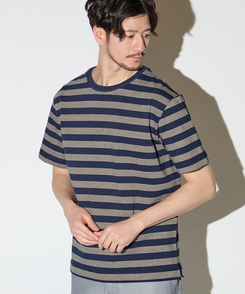 UNION STATION(ユニオンステーション)の「天竺編みミジンボーダーTシャツ(Tシャツ/カットソー・メンズ・ホワイト/ネイビー・L/LL/M)」の5枚目の写真