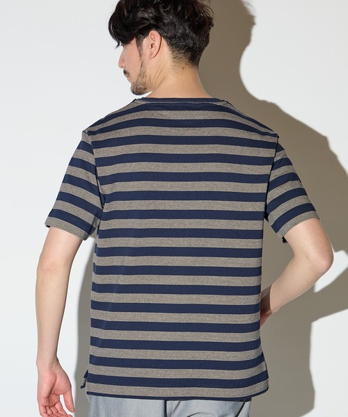 UNION STATION(ユニオンステーション)の「天竺編みミジンボーダーTシャツ(Tシャツ/カットソー・メンズ・ホワイト/ネイビー・L/LL/M)」の7枚目の写真