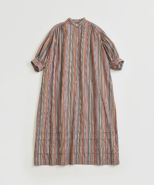 THE SHINZONE(ザ シンゾーン)の「THE SHINZONE BAND COLLOR DRESS(MULTI STRIPE) 23MMSOP07(ワンピース・レディース・マルチ/ブラウン・34)」の3枚目の写真