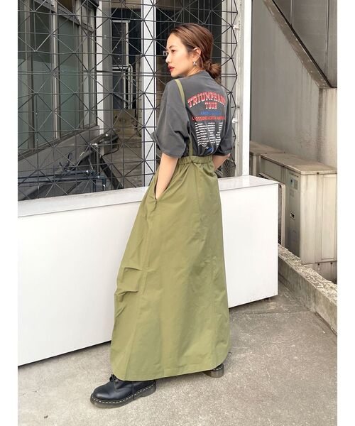 Ungrid（アングリッド）の「【WEB限定】ナイロン混ジャンスカ（スカート・レディース・ブラック/オフホワイト/カーキ・FREE）」の6枚目の写真