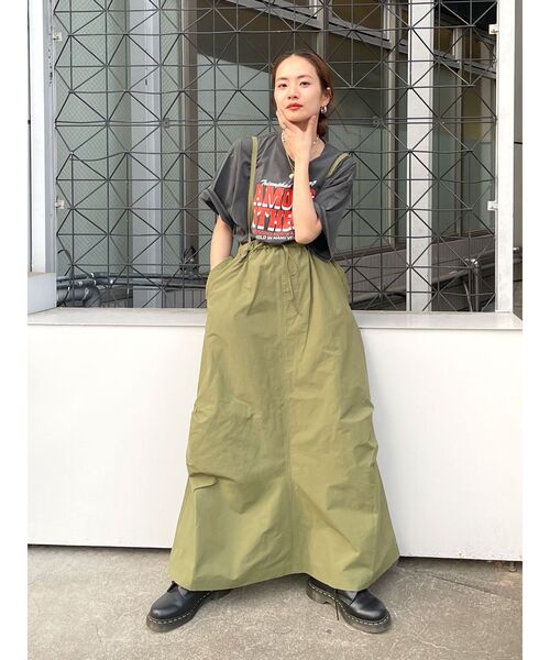 Ungrid（アングリッド）の「【WEB限定】ナイロン混ジャンスカ（スカート・レディース・ブラック/オフホワイト/カーキ・FREE）」の7枚目の写真