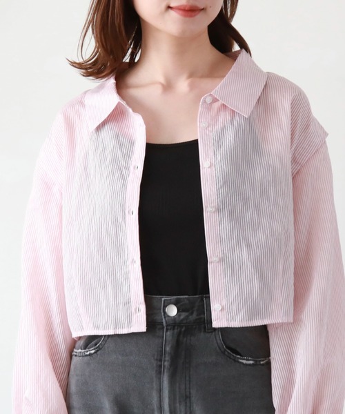 archives（アルシーヴ）の「マルチＷＡＹショートストライプシャツ（シャツ/ブラウス・レディース・ピンク/ネイビー/グリーン/オレンジ・MEDIUM）」の22枚目の写真