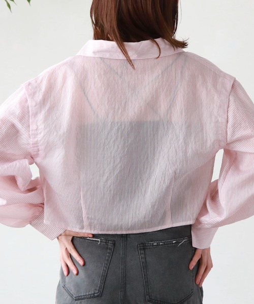 archives（アルシーヴ）の「マルチＷＡＹショートストライプシャツ（シャツ/ブラウス・レディース・ピンク/ネイビー/グリーン/オレンジ・MEDIUM）」の9枚目の写真