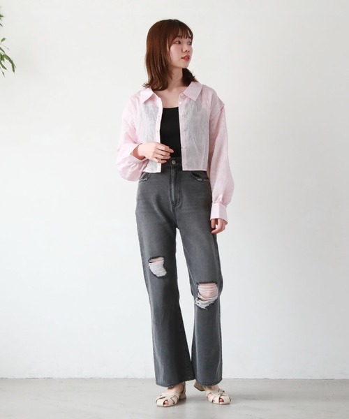 archives（アルシーヴ）の「マルチＷＡＹショートストライプシャツ（シャツ/ブラウス・レディース・ピンク/ネイビー/グリーン/オレンジ・MEDIUM）」の18枚目の写真