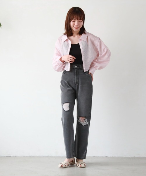 archives（アルシーヴ）の「マルチＷＡＹショートストライプシャツ（シャツ/ブラウス・レディース・ピンク/ネイビー/グリーン/オレンジ・MEDIUM）」の13枚目の写真