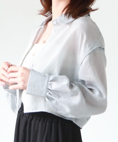 archives（アルシーヴ）の「マルチＷＡＹショートストライプシャツ（シャツ/ブラウス・レディース・ピンク/ネイビー/グリーン/オレンジ・MEDIUM）」の11枚目の写真