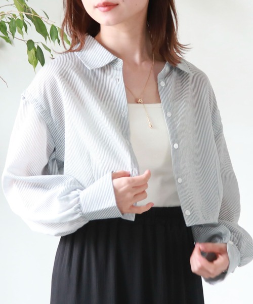 archives（アルシーヴ）の「マルチＷＡＹショートストライプシャツ（シャツ/ブラウス・レディース・ピンク/ネイビー/グリーン/オレンジ・MEDIUM）」の20枚目の写真