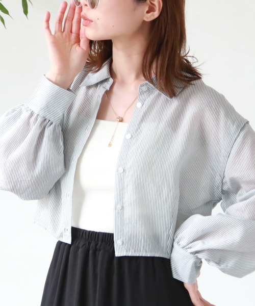 archives（アルシーヴ）の「マルチＷＡＹショートストライプシャツ（シャツ/ブラウス・レディース・ピンク/ネイビー/グリーン/オレンジ・MEDIUM）」の7枚目の写真