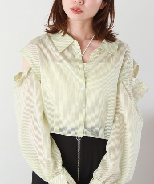 archives（アルシーヴ）の「マルチＷＡＹショートストライプシャツ（シャツ/ブラウス・レディース・ピンク/ネイビー/グリーン/オレンジ・MEDIUM）」の19枚目の写真