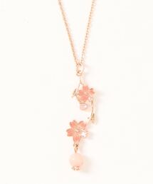 GGD SELECT | 枝付き桜と天然石のネックレス ピンクゴールド[ACCACC](ネックレス)