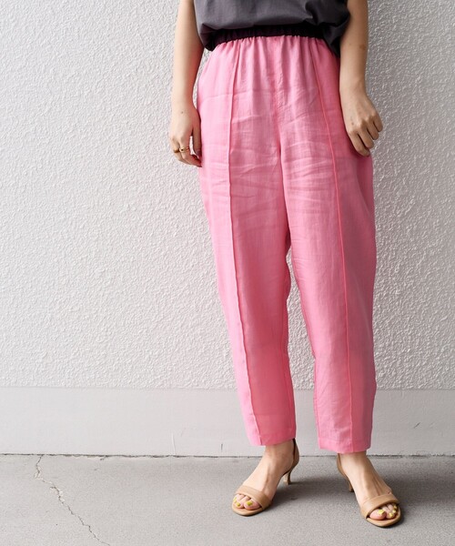 SHIPS（シップス）の「*〈手洗い可能〉センター プリーツ リネン イージーパンツ◆（その他パンツ・レディース・ブラック/オリーブ/ライム/ライトピンク/ピンク系・SMALL/MEDIUM）」の5枚目の写真