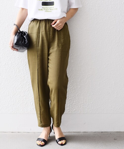 SHIPS（シップス）の「*〈手洗い可能〉センター プリーツ リネン イージーパンツ◆（その他パンツ・レディース・ブラック/オリーブ/ライム/ライトピンク/ピンク系・SMALL/MEDIUM）」の3枚目の写真