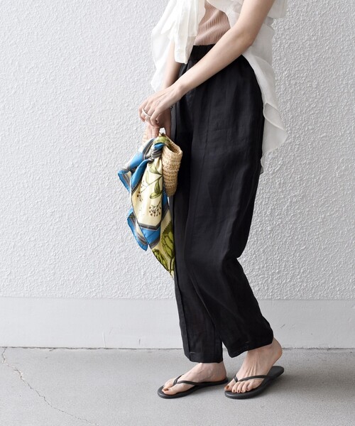 SHIPS（シップス）の「*〈手洗い可能〉センター プリーツ リネン イージーパンツ◆（その他パンツ・レディース・ブラック/オリーブ/ライム/ライトピンク/ピンク系・SMALL/MEDIUM）」の16枚目の写真