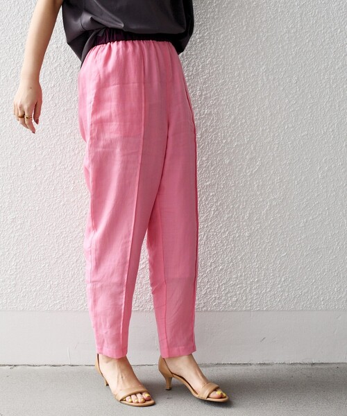 SHIPS（シップス）の「*〈手洗い可能〉センター プリーツ リネン イージーパンツ◆（その他パンツ・レディース・ブラック/オリーブ/ライム/ライトピンク/ピンク系・SMALL/MEDIUM）」の17枚目の写真
