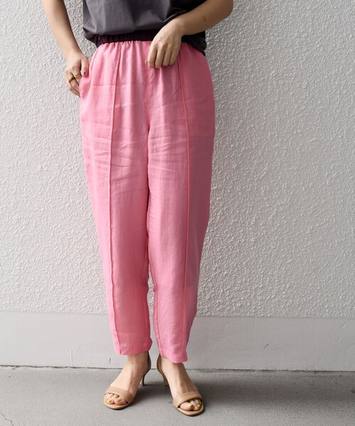 SHIPS（シップス）の「*〈手洗い可能〉センター プリーツ リネン イージーパンツ◆（その他パンツ・レディース・ブラック/オリーブ/ライム/ライトピンク/ピンク系・SMALL/MEDIUM）」の9枚目の写真