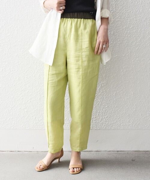 SHIPS（シップス）の「*〈手洗い可能〉センター プリーツ リネン イージーパンツ◆（その他パンツ・レディース・ブラック/オリーブ/ライム/ライトピンク/ピンク系・SMALL/MEDIUM）」の11枚目の写真
