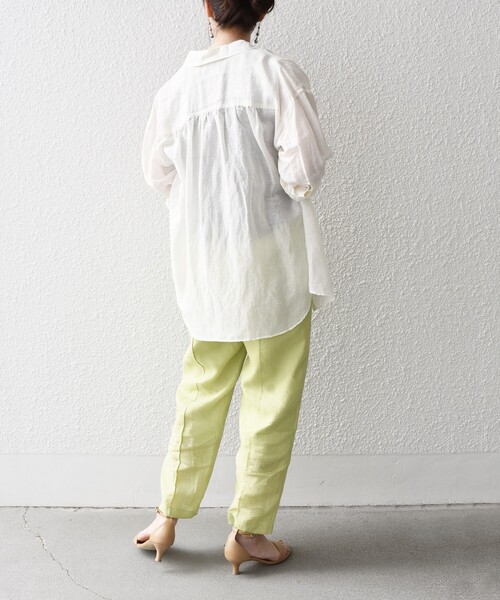 SHIPS（シップス）の「*〈手洗い可能〉センター プリーツ リネン イージーパンツ◆（その他パンツ・レディース・ブラック/オリーブ/ライム/ライトピンク/ピンク系・SMALL/MEDIUM）」の20枚目の写真