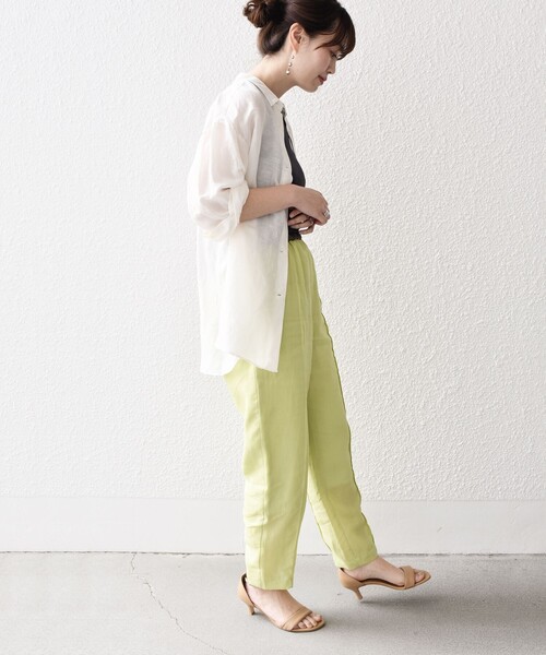 SHIPS（シップス）の「*〈手洗い可能〉センター プリーツ リネン イージーパンツ◆（その他パンツ・レディース・ブラック/オリーブ/ライム/ライトピンク/ピンク系・SMALL/MEDIUM）」の12枚目の写真