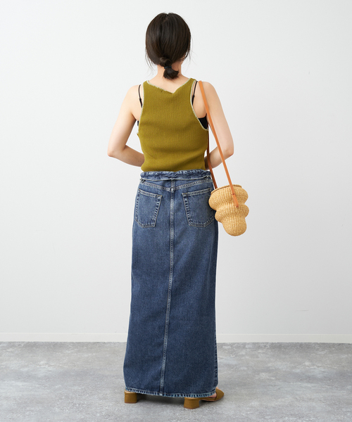 セール】製品加工デニムロングスカート（デニムスカート