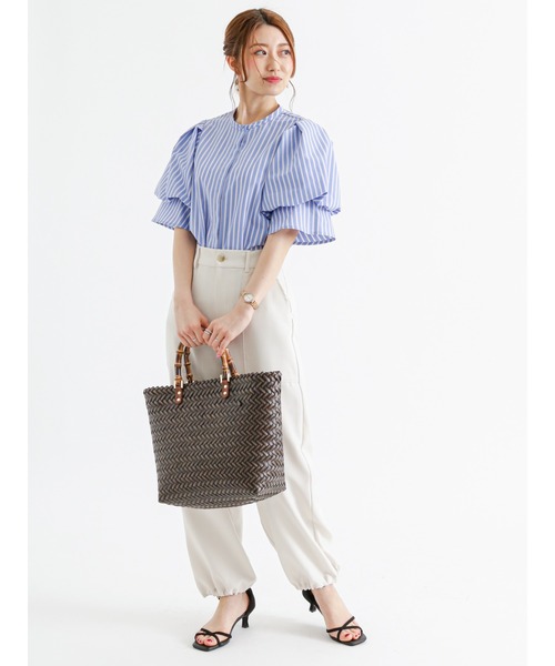 Te chichi（テチチ）の「バンドカラーバルーン袖ブラウス（シャツ/ブラウス・レディース・ベージュ/オフホワイト/ブルー・ﾌﾘ-）」の5枚目の写真