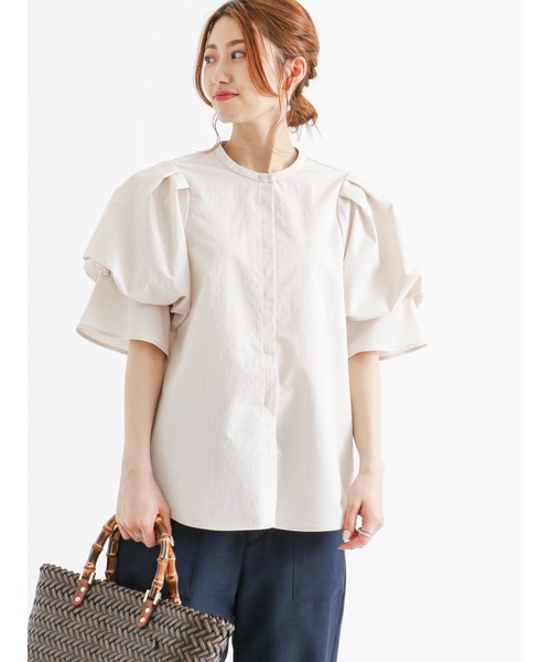 Te chichi（テチチ）の「バンドカラーバルーン袖ブラウス（シャツ/ブラウス・レディース・ベージュ/オフホワイト/ブルー・ﾌﾘ-）」の8枚目の写真