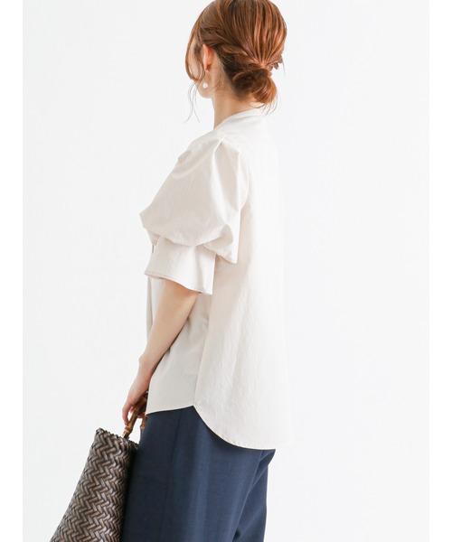 Te chichi（テチチ）の「バンドカラーバルーン袖ブラウス（シャツ/ブラウス・レディース・ベージュ/オフホワイト/ブルー・ﾌﾘ-）」の9枚目の写真