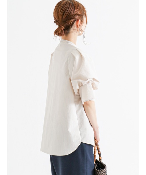 Te chichi（テチチ）の「バンドカラーバルーン袖ブラウス（シャツ/ブラウス・レディース・ベージュ/オフホワイト/ブルー・ﾌﾘ-）」の11枚目の写真