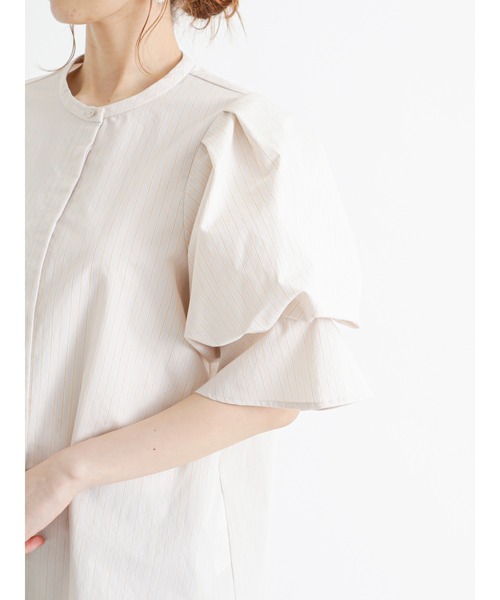Te chichi（テチチ）の「バンドカラーバルーン袖ブラウス（シャツ/ブラウス・レディース・ベージュ/オフホワイト/ブルー・ﾌﾘ-）」の12枚目の写真