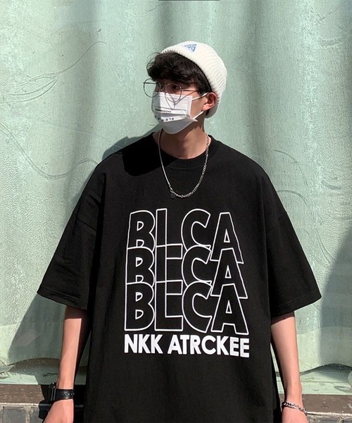 96thes(クローズ)の「韓国ストリート ビッグシルエットプリントロゴTシャツ(Tシャツ/カットソー・メンズ・ブルー系その他2/ブラック系その他2/ホワイト系その他2/グレー系その他/ブラック系その他/ホワイト系その他/ブラック/ホワイト/ブルー・L/M)」の5枚目の写真