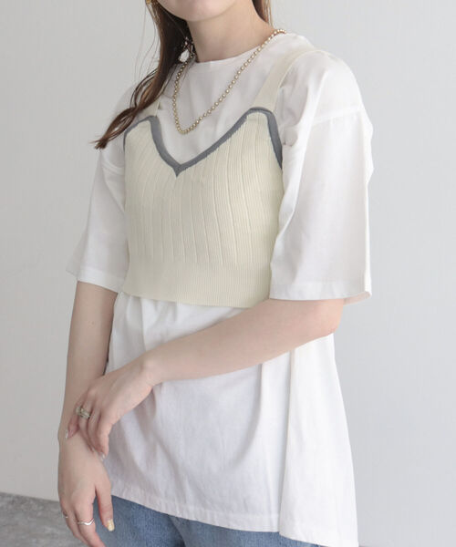 fredy emue(フレディエミュ)の「【fredyemueフレディエミュ】配色ニットビスチェ(ニット/セーター・レディース・ブラック/オフホワイト・38)」の1枚目の写真