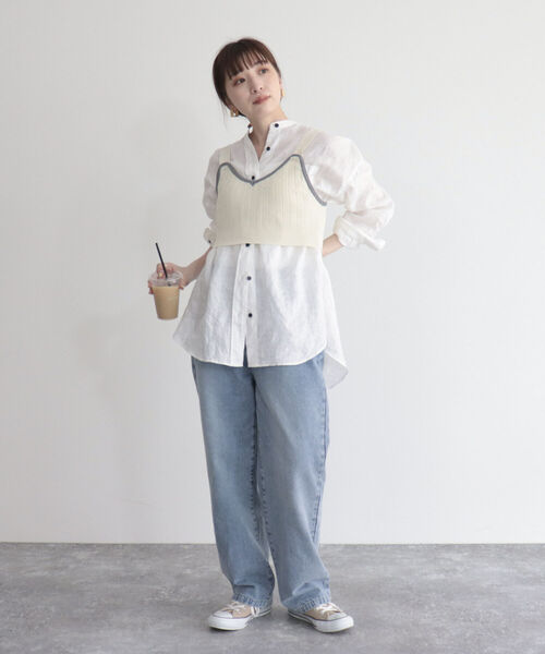 fredy emue(フレディエミュ)の「【fredyemueフレディエミュ】配色ニットビスチェ(ニット/セーター・レディース・ブラック/オフホワイト・38)」の6枚目の写真