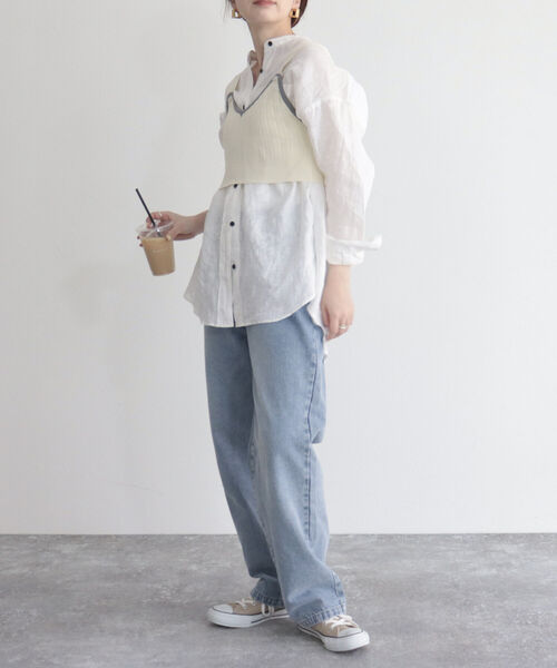 fredy emue(フレディエミュ)の「【fredyemueフレディエミュ】配色ニットビスチェ(ニット/セーター・レディース・ブラック/オフホワイト・38)」の8枚目の写真