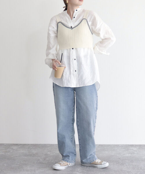 fredy emue(フレディエミュ)の「【fredyemueフレディエミュ】配色ニットビスチェ(ニット/セーター・レディース・ブラック/オフホワイト・38)」の9枚目の写真