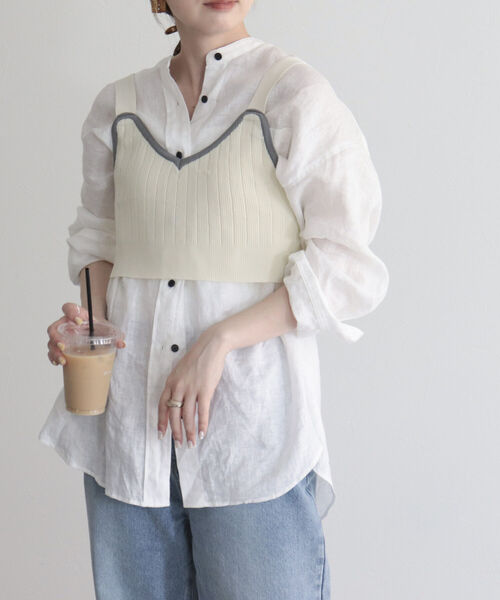 fredy emue(フレディエミュ)の「【fredyemueフレディエミュ】配色ニットビスチェ(ニット/セーター・レディース・ブラック/オフホワイト・38)」の10枚目の写真