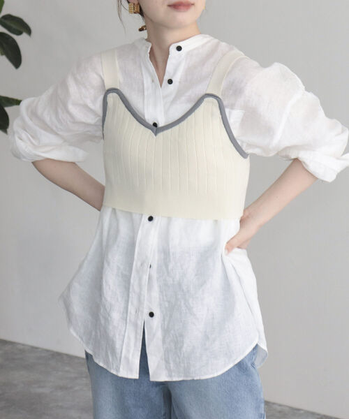 fredy emue(フレディエミュ)の「【fredyemueフレディエミュ】配色ニットビスチェ(ニット/セーター・レディース・ブラック/オフホワイト・38)」の13枚目の写真