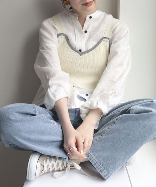 fredy emue(フレディエミュ)の「【fredyemueフレディエミュ】配色ニットビスチェ(ニット/セーター・レディース・ブラック/オフホワイト・38)」の16枚目の写真