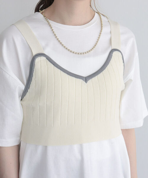 fredy emue(フレディエミュ)の「【fredyemueフレディエミュ】配色ニットビスチェ(ニット/セーター・レディース・ブラック/オフホワイト・38)」の5枚目の写真