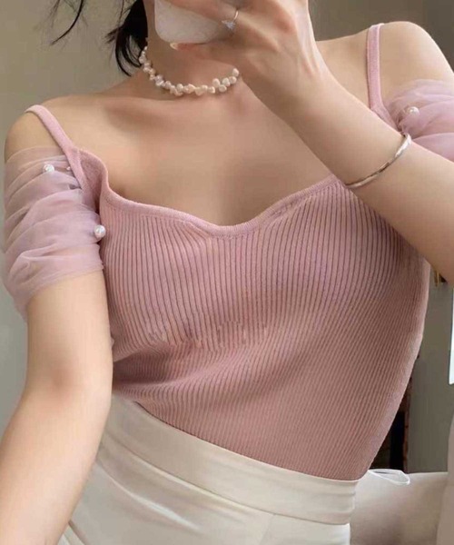 SPIGA（スピーガ）の「ﾊﾟｰﾙ付ｼｱｰ袖ﾄｯﾌﾟｽ（その他トップス・レディース・ホワイト/ブラック/ベージュ/ピンク・FREE）」の5枚目の写真