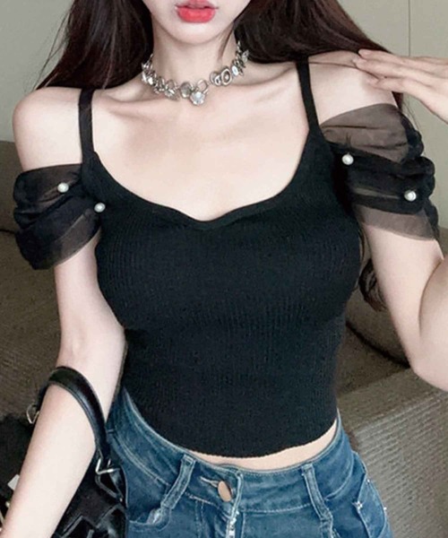 SPIGA（スピーガ）の「ﾊﾟｰﾙ付ｼｱｰ袖ﾄｯﾌﾟｽ（その他トップス・レディース・ホワイト/ブラック/ベージュ/ピンク・FREE）」の6枚目の写真