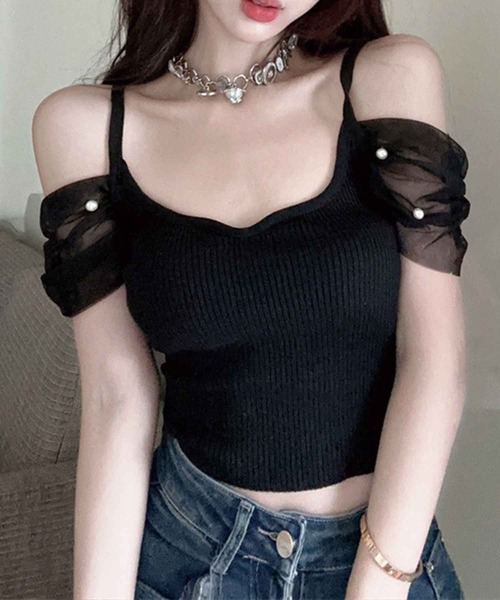 SPIGA（スピーガ）の「ﾊﾟｰﾙ付ｼｱｰ袖ﾄｯﾌﾟｽ（その他トップス・レディース・ホワイト/ブラック/ベージュ/ピンク・FREE）」の7枚目の写真