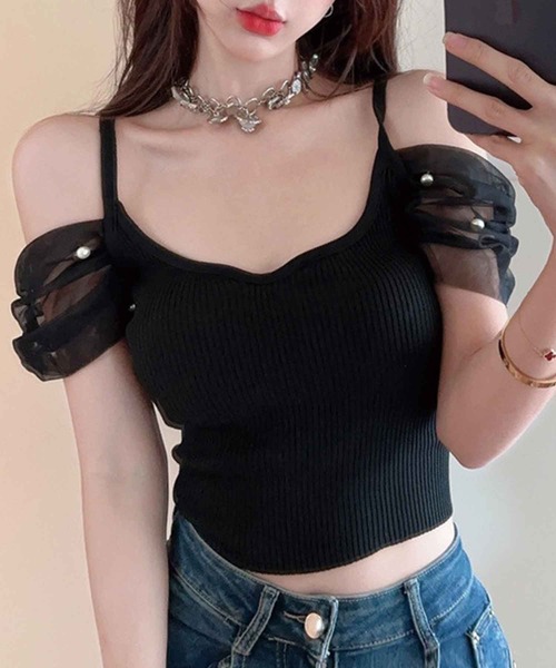 SPIGA（スピーガ）の「ﾊﾟｰﾙ付ｼｱｰ袖ﾄｯﾌﾟｽ（その他トップス・レディース・ホワイト/ブラック/ベージュ/ピンク・FREE）」の8枚目の写真