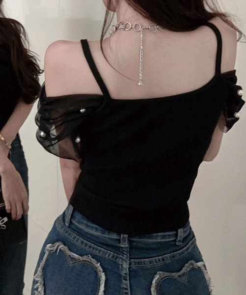 SPIGA（スピーガ）の「ﾊﾟｰﾙ付ｼｱｰ袖ﾄｯﾌﾟｽ（その他トップス・レディース・ホワイト/ブラック/ベージュ/ピンク・FREE）」の13枚目の写真