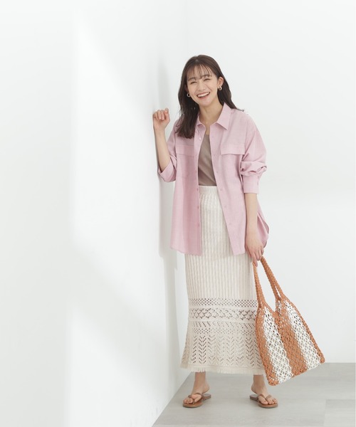 N.(N. Natural Beauty Basic)(エヌエヌナチュラルビューティーベーシック)の「◆透かし編みニットレーススカート(スカート・レディース・ブラック/クリーム/オレンジ・MEDIUM)」の17枚目の写真