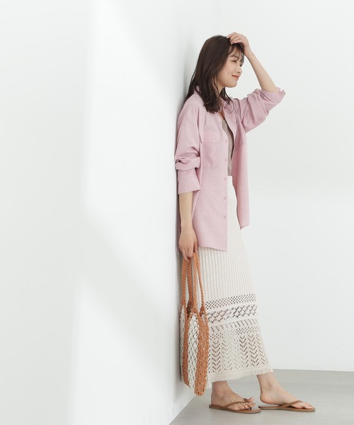 N.(N. Natural Beauty Basic)(エヌエヌナチュラルビューティーベーシック)の「◆透かし編みニットレーススカート(スカート・レディース・ブラック/クリーム/オレンジ・MEDIUM)」の11枚目の写真