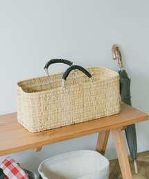 URBAN RESEARCH DOORS（アーバンリサーチドアーズ）の「『別注』アフリカンスクエア×DOORS　ストロー横長かご 革ハンドルL（インテリア雑貨・レディース）」