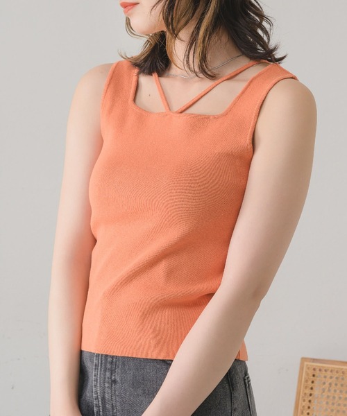 RETRO GIRL(レトロガール)の「2WAYニットタンク(ニット/セーター・レディース・ダークグレー/ブラック/ホワイト/ブルー系その他3/グリーン/オレンジ/ブラック系その他・FREE)」の8枚目の写真