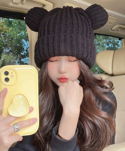 レアモデル◎D&G 猫耳ビーニー　アルパカ混モヘア　vintage モヘアタッチレオパードニット トップス REGIEVO