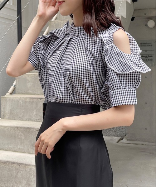 TORTE（トルテ）の「肩あきフリルブラウス（シャツ/ブラウス・レディース・ライトブルー/ブラック系その他/ホワイト/ブラック×ホワイト・FREE）」の21枚目の写真