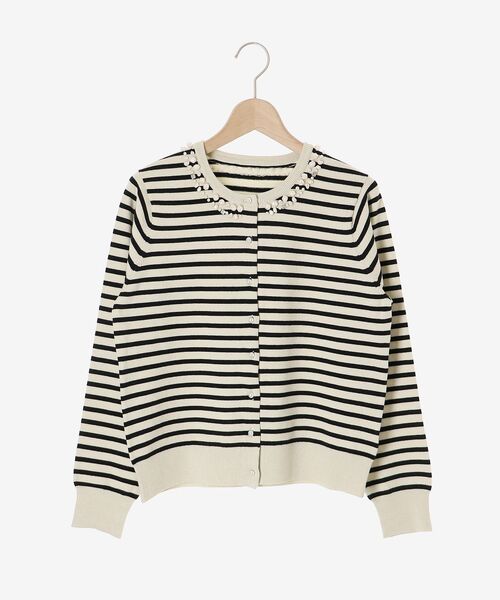 le.coeur blanc（ルクールブラン）の「パール刺繍ニットカーディガン（カーディガン/ボレロ・レディース・ブラック/マスタード/グレイッシュベージュ/ベージュ系その他3・38）」の6枚目の写真